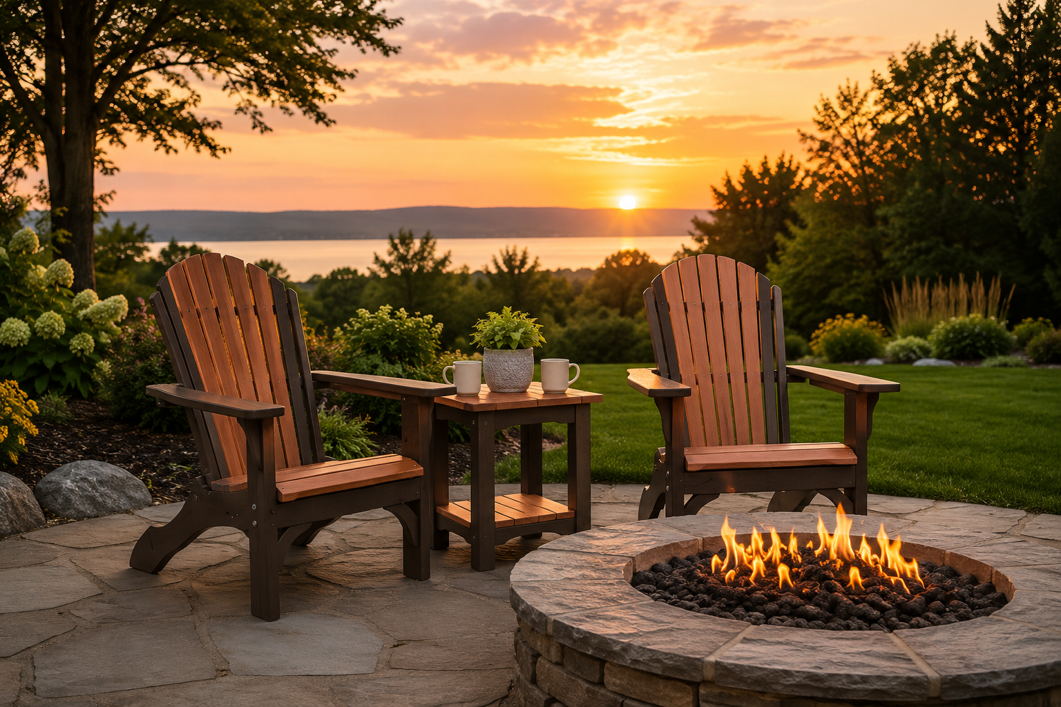 Premium Adirondack Chair Fire Pit Set